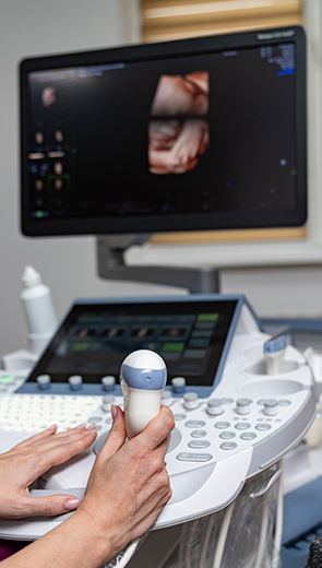 Private ultrasound scan being prepared in clinic