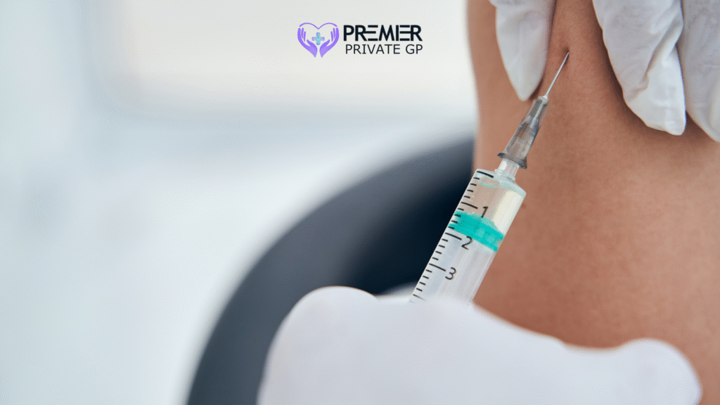 Pneumonia vaccine being administered in a clinic, prevention of lung infections